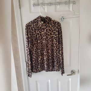 H&m leopard print turtleneck blouse